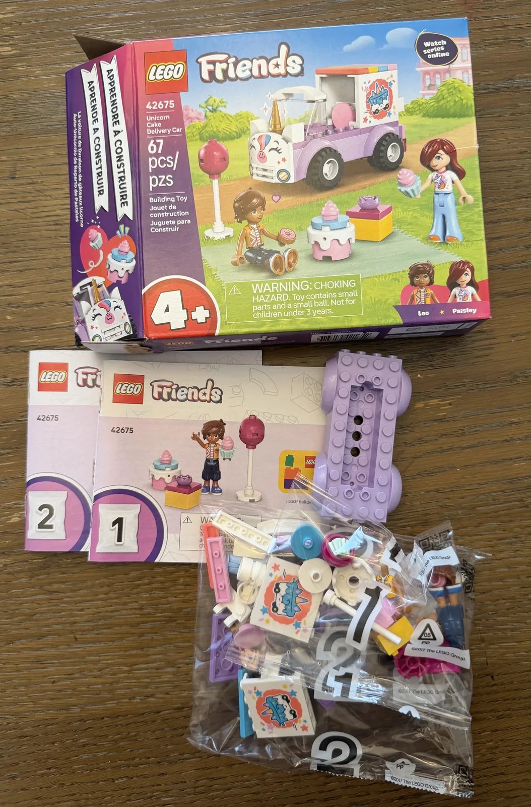LEGO Friends 42675 Unicorn Cake Delivery Car Review — contents