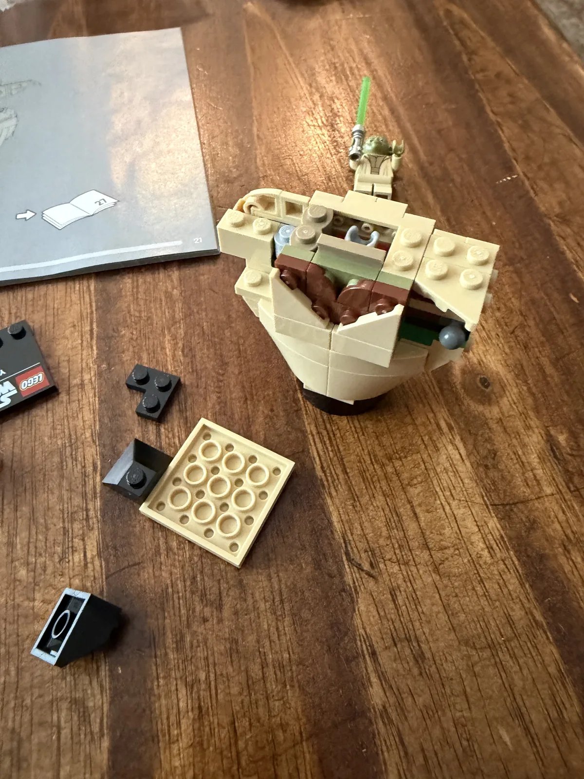 LEGO 75438 Star Wars Yoda Bust — early build stage