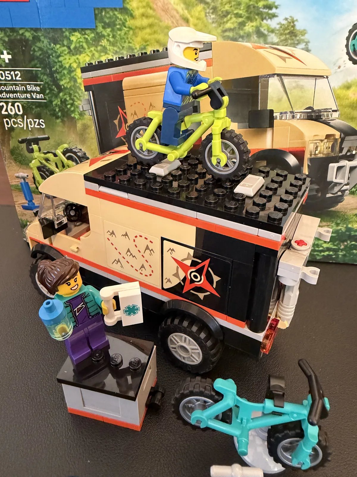 LEGO City 60512 Mountain Bike Adventure Van — finished build, side and rear angle