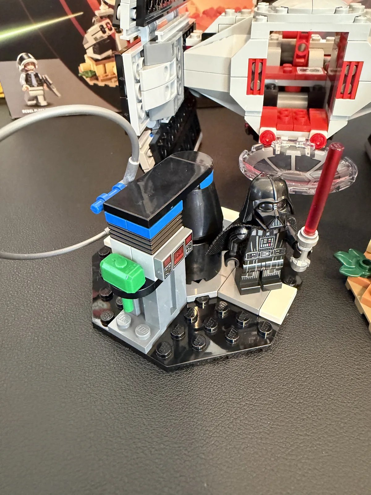 LEGO 75421 Darth Vader's TIE Fighter — Imperial fuel and repair station with Darth Vader, blue fuel nozzle and green hammer
