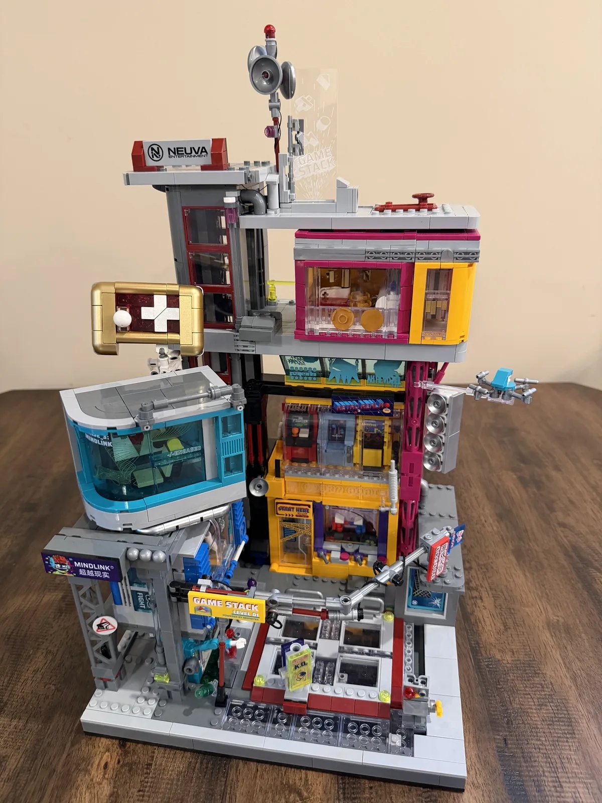 Lumibricks Cyberpunk Game Stack — completed build, alternate angle