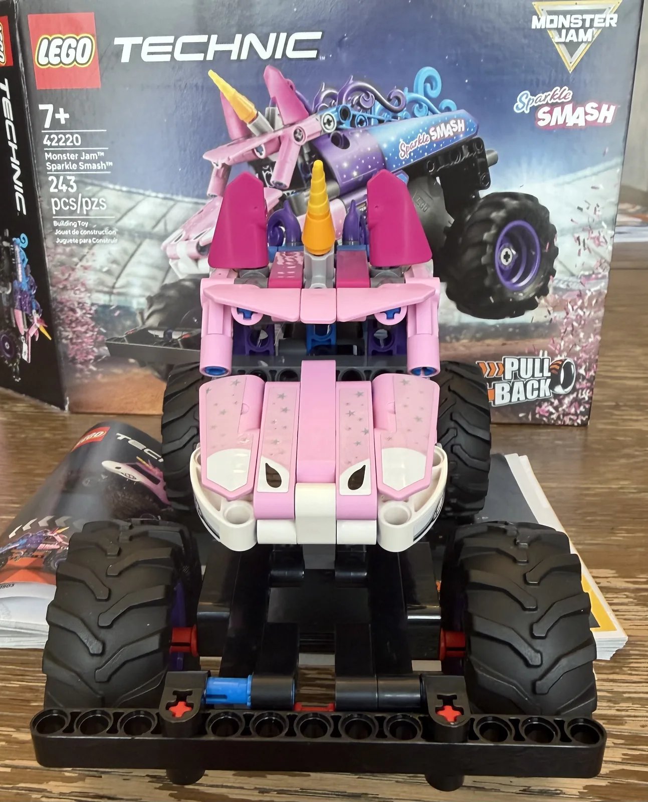 LEGO Technic 42220 Monster Jam Sparkle Smash Pull-Back — finished unicorn monster truck