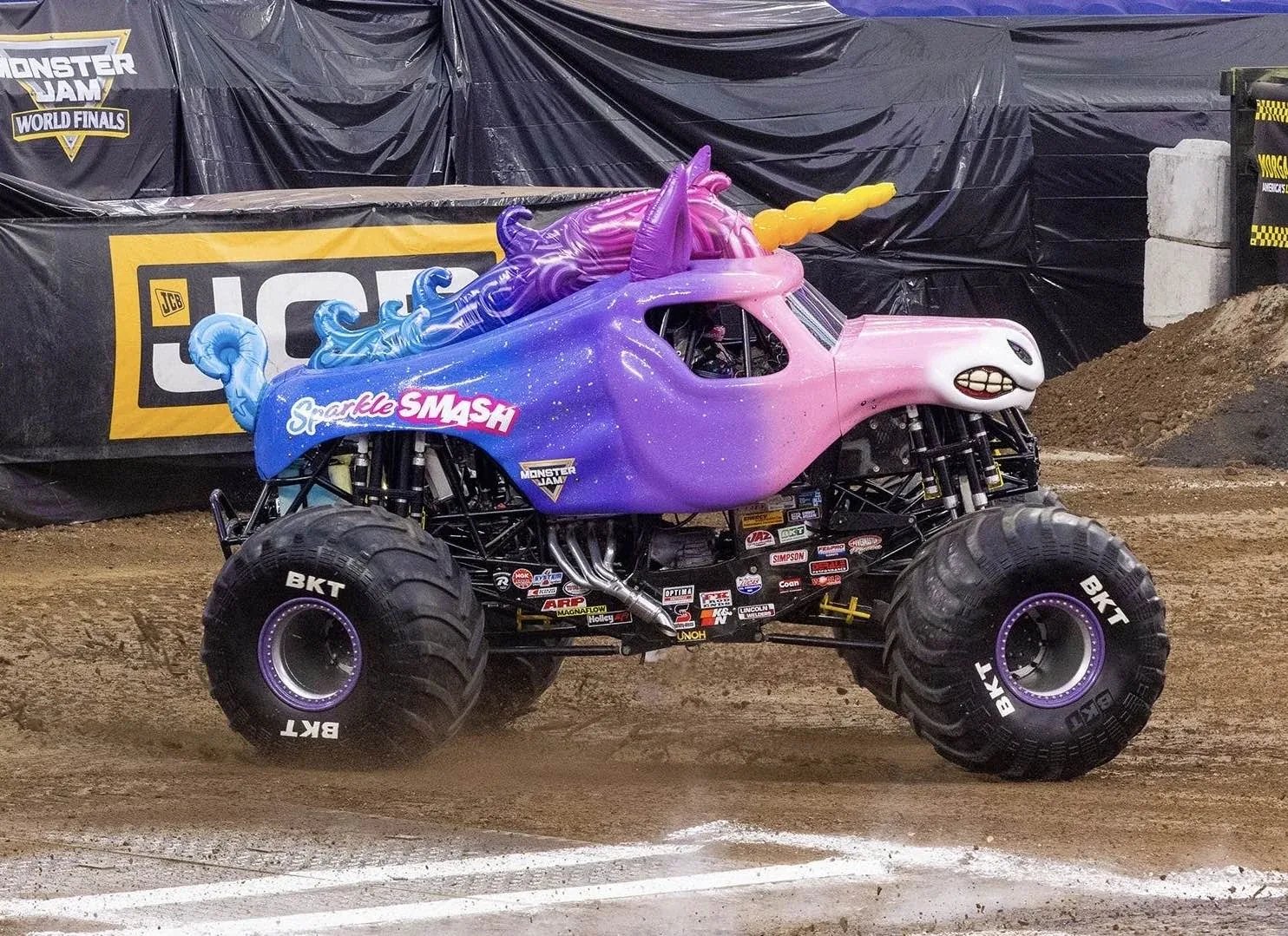 The real Sparkle Smash Monster Jam truck the LEGO 42220 set is based on