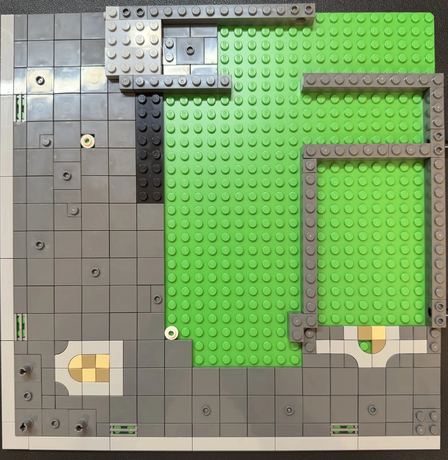 LEGO 10350 Tudor Corner — early build, ground floor base