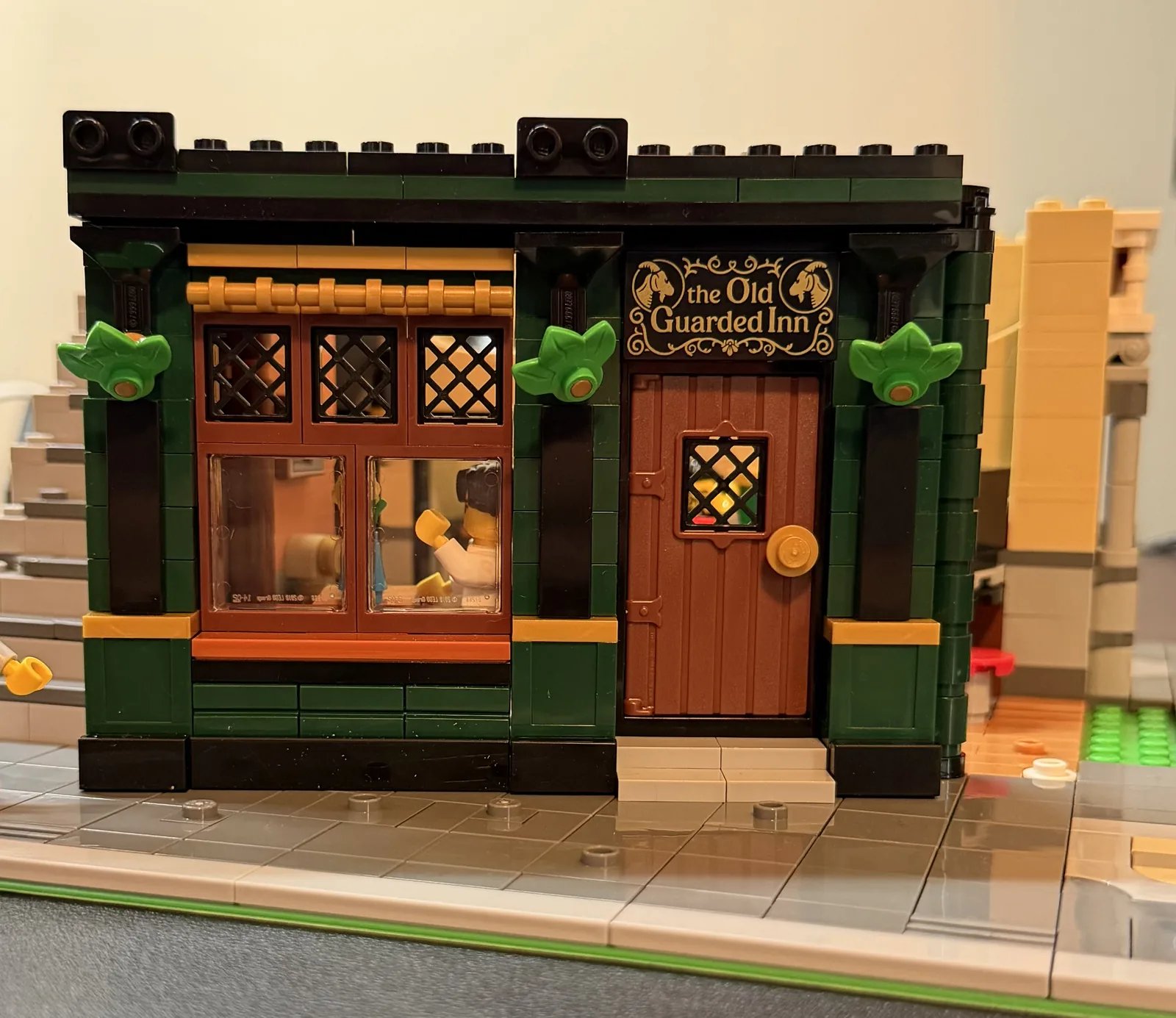 LEGO 10350 Tudor Corner — front of the inn in progress