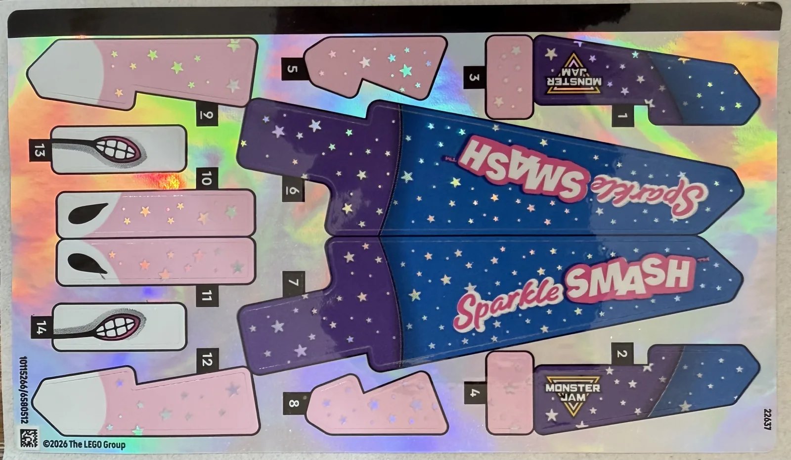 LEGO Technic 42220 Monster Jam Sparkle Smash Pull-Back — sticker sheet