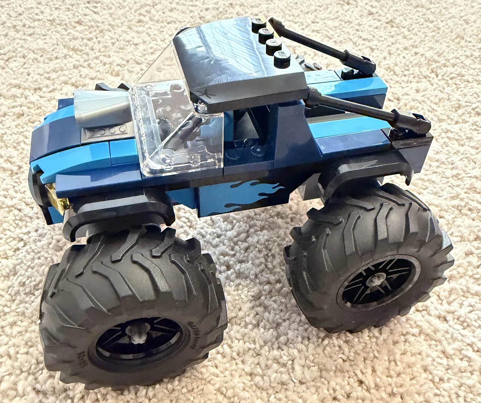 LEGO 60402 Blue Monster Truck — completed, front three-quarter view