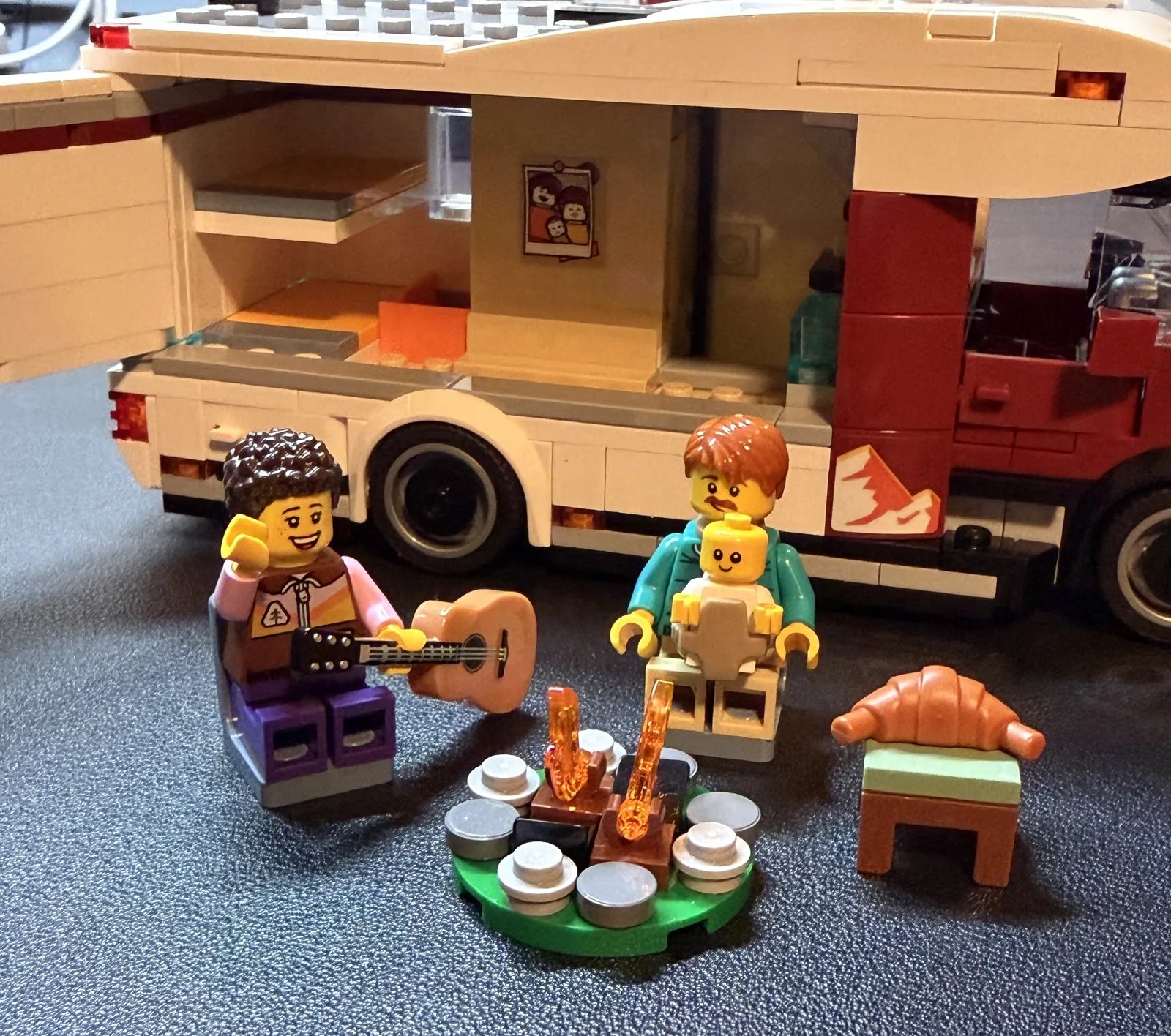 LEGO 60454 Holiday Camper Van — completed, opened to show the interior