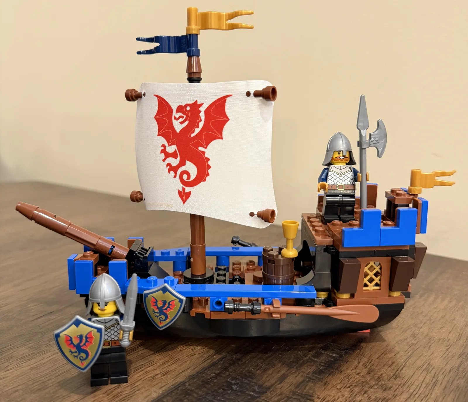 LEGO IDEAS 40912 Sea Serpent — completed Black Knights ship with fabric sail