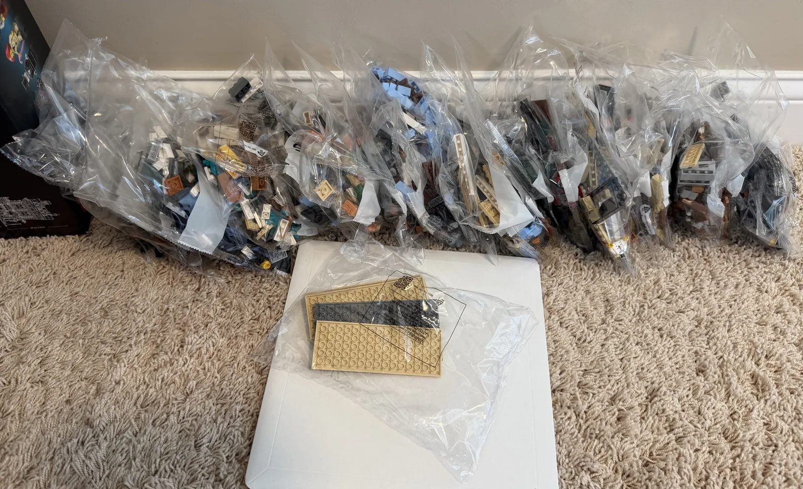 LEGO 10350 Tudor Corner — box contents and numbered bags