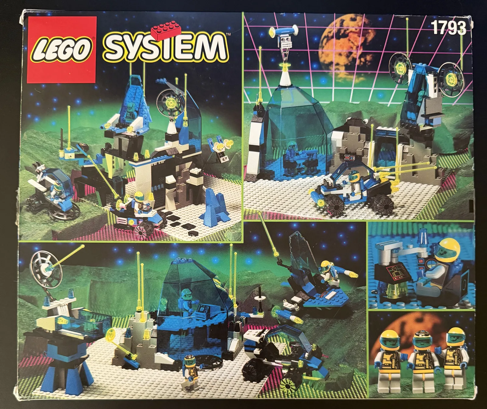 LEGO 1793 Space Station Zenon - box back showing the full playset