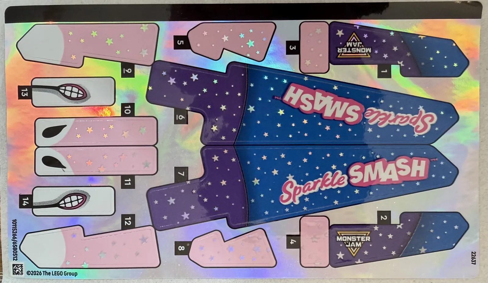 LEGO Technic 42220 Monster Jam Sparkle Smash Pull-Back — sticker sheet